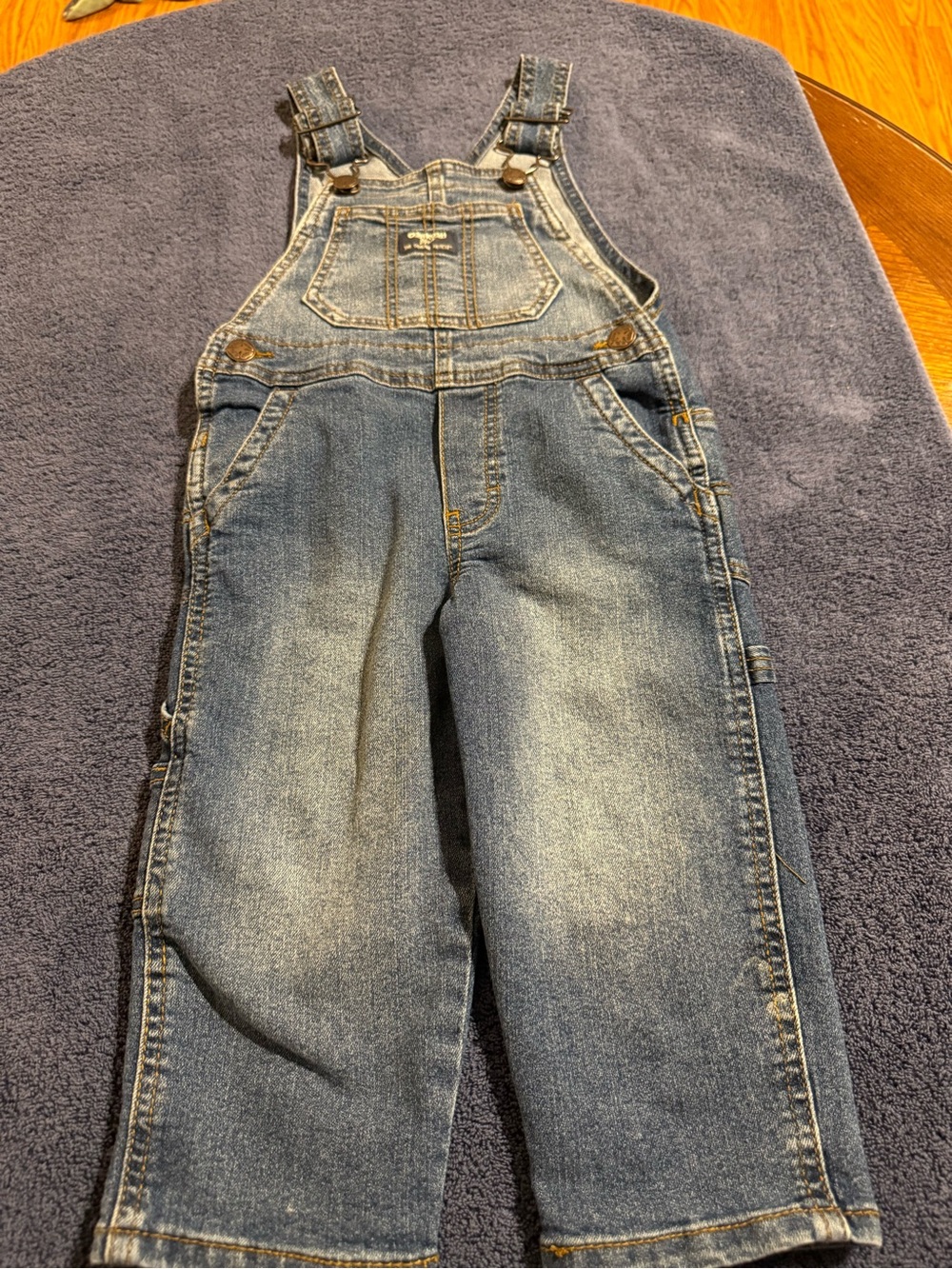 OshKosh B'gosh Light Blue Denim Overalls with Contrast Stitching